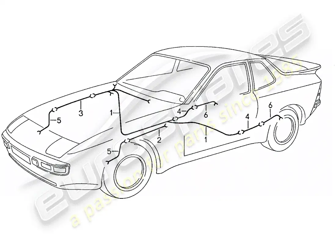 porsche 1991 (944) wiring harnesses - anti-locking brake syst. -abs- - brake pad wear indicator parts diagram