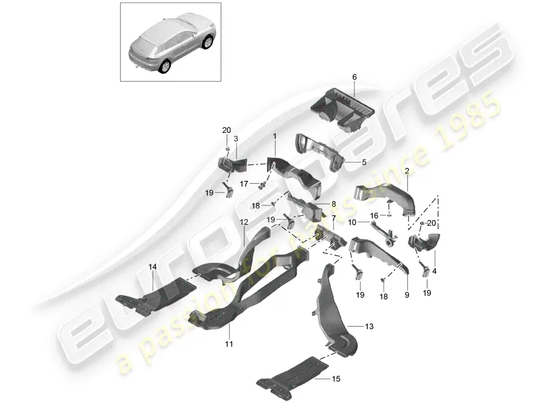 porsche 2014 (macan) air duct parts diagram