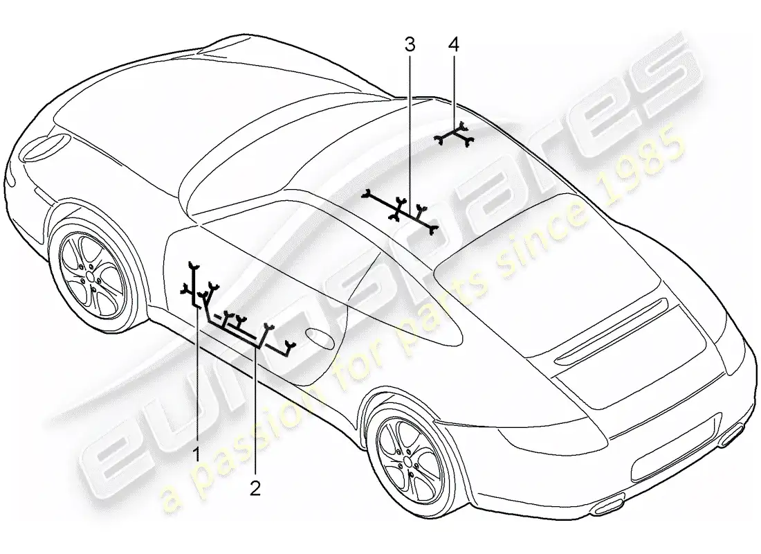 porsche 2009 (997-2) wiring harnesses parts diagram