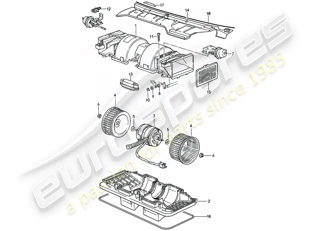 porsche 1986 (944) fan parts diagram