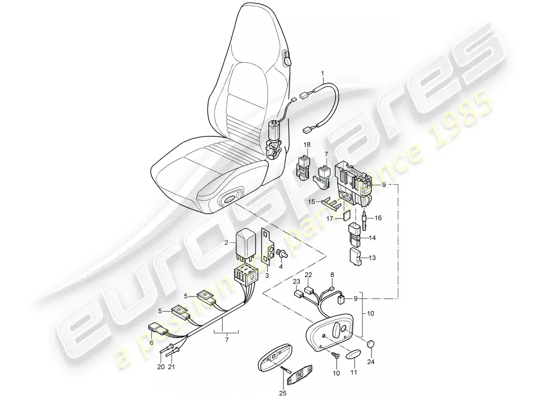 porsche 2001 (986 boxster) wiring harnesses - switch - comfort seat parts diagram