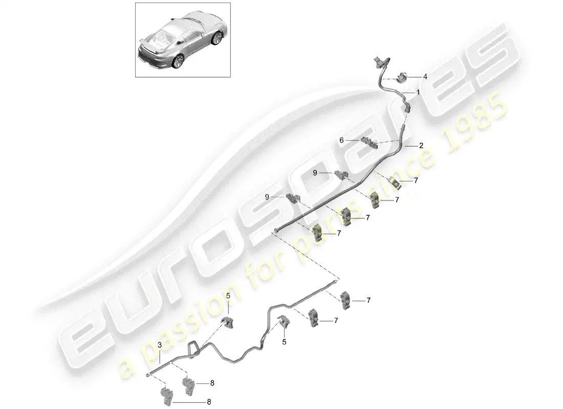 porsche 2016 (991-1 r/gt3/rs) vacuum line parts diagram