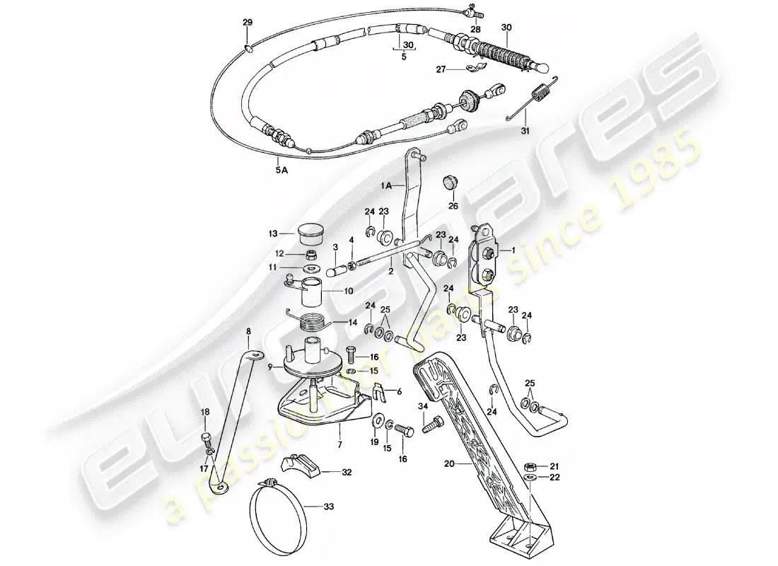porsche 1984 (924) throttle control - accelerator cable - for - automatic transmission parts diagram