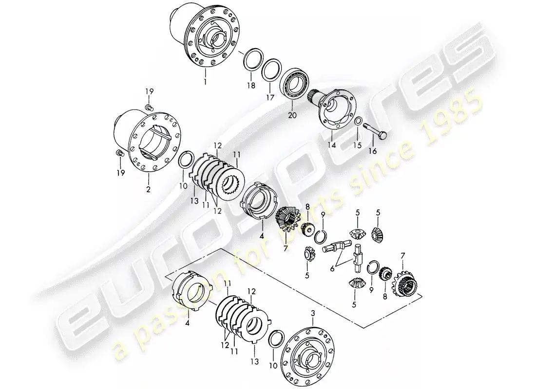 porsche 1968 (911/912) limited slip differential - for - die casting - housing - d - mj 1969>> - mj 1969 parts diagram