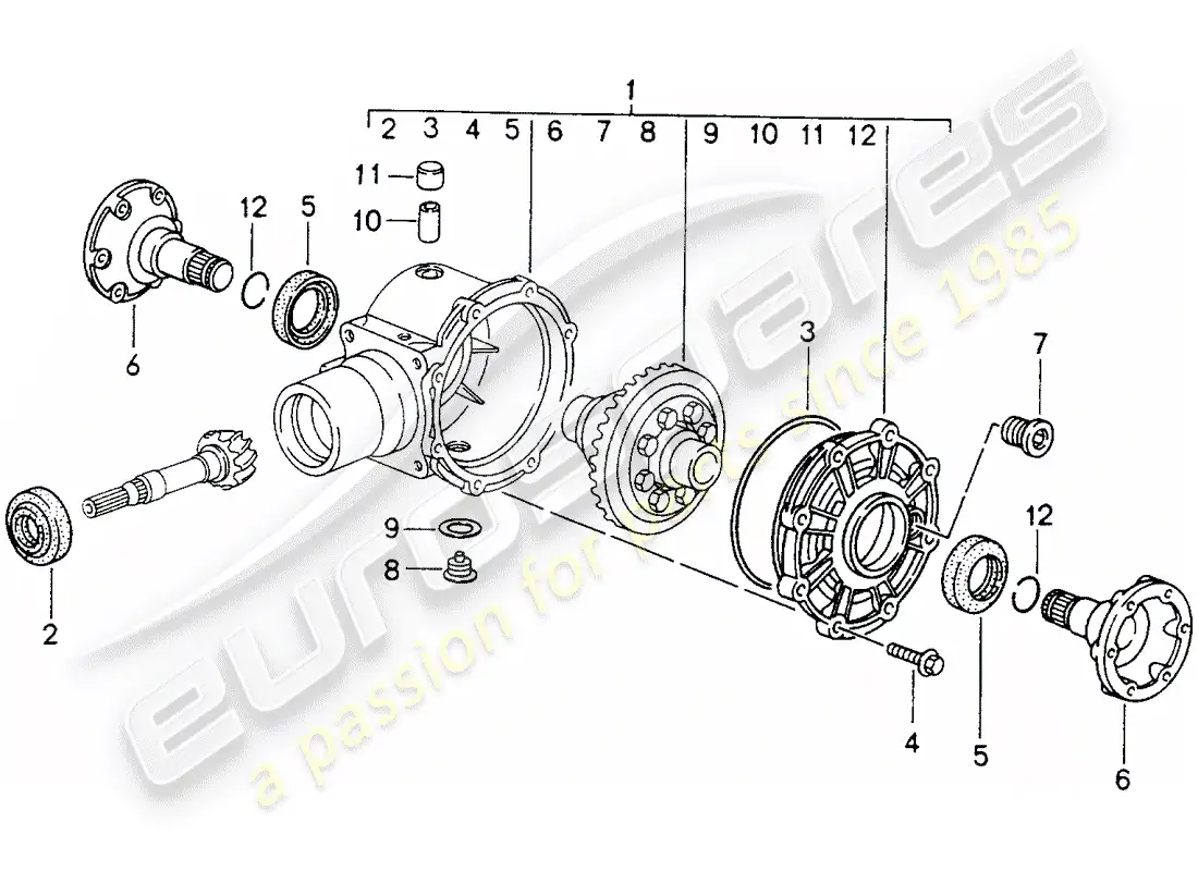 porsche 1996 (993) front axle differential - - - d - mj 1995>> parts diagram