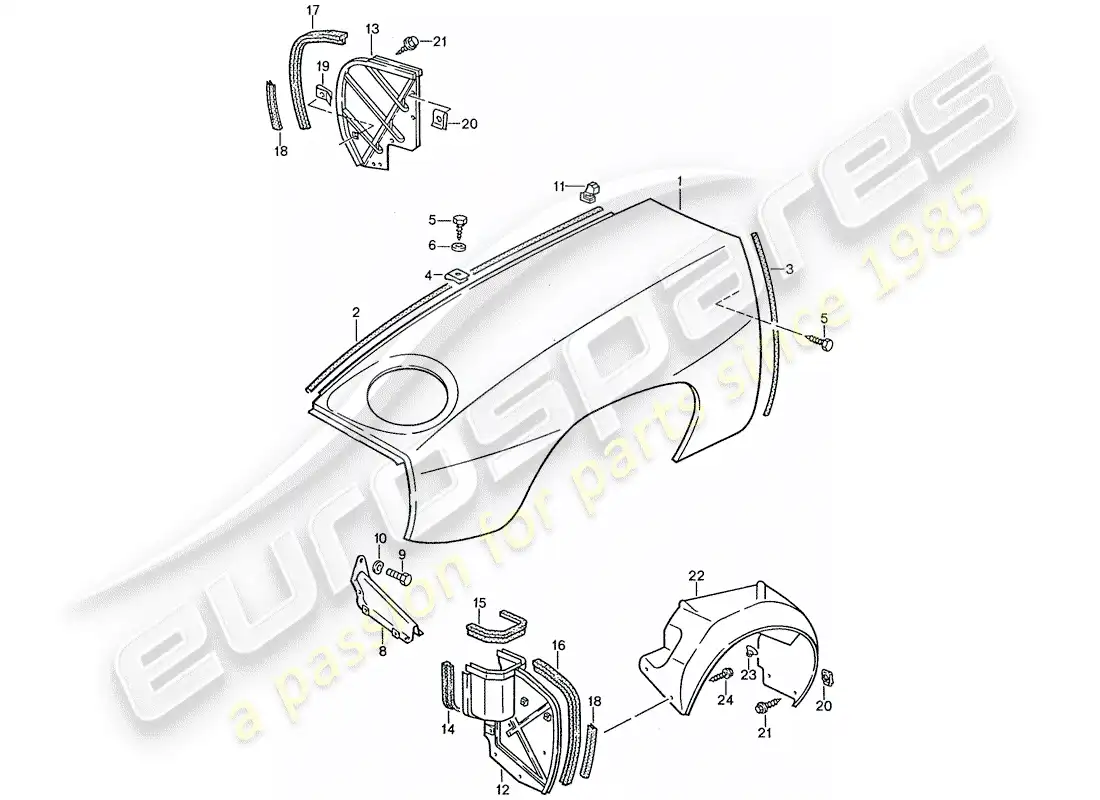 porsche 1991 (928) fender parts diagram
