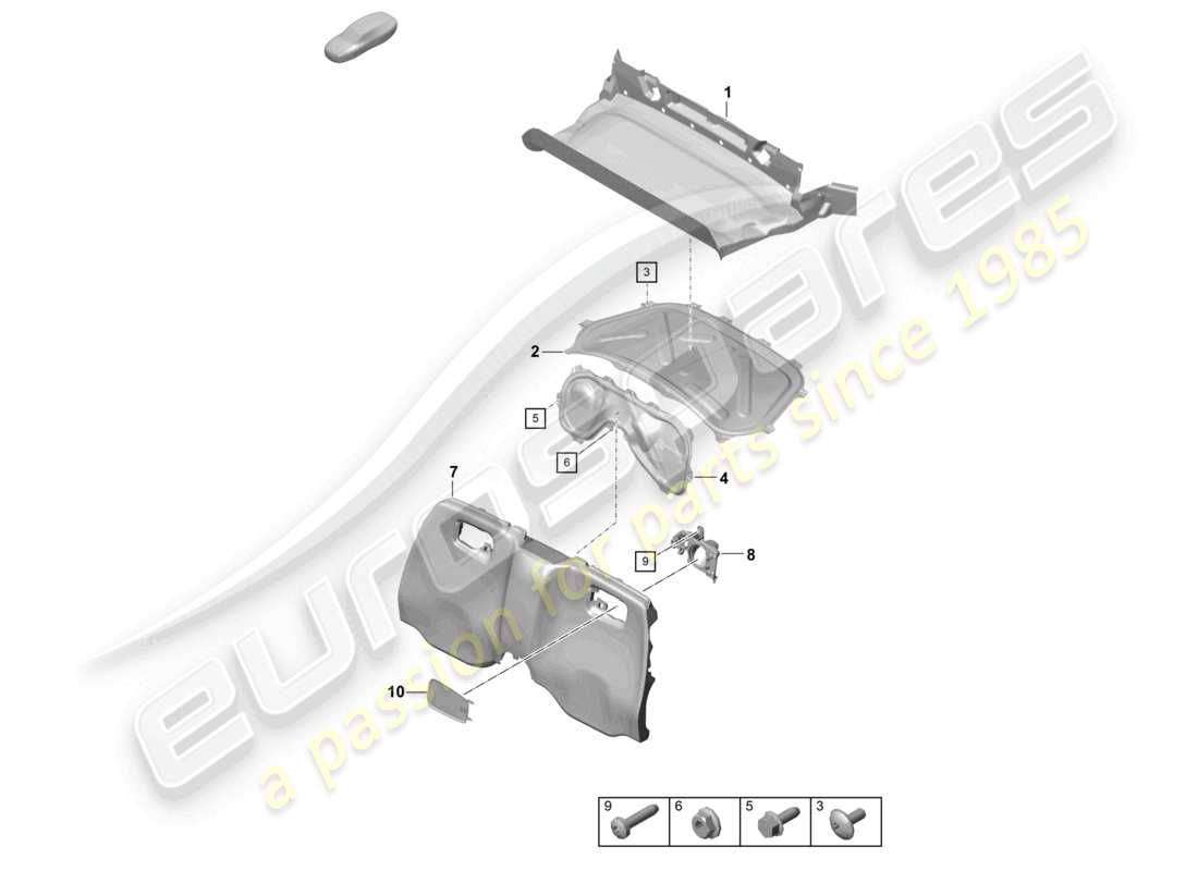 porsche 2021 (718 boxster spyder) trims engine bay part diagram
