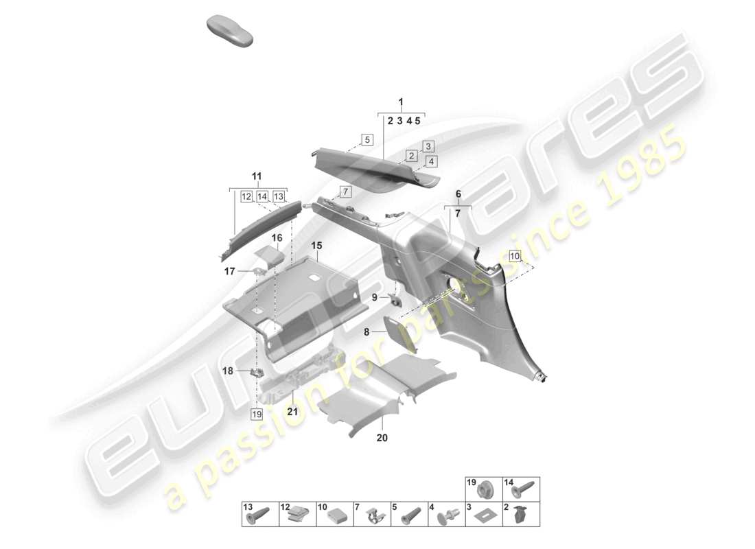 porsche 2025 (992-2 gt3/rs/st) c-pillar trim side panel trim rear part diagram