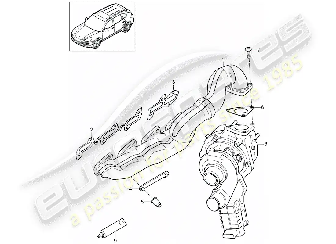 porsche 2016 (cayenne e2 92a) exhaust system parts diagram