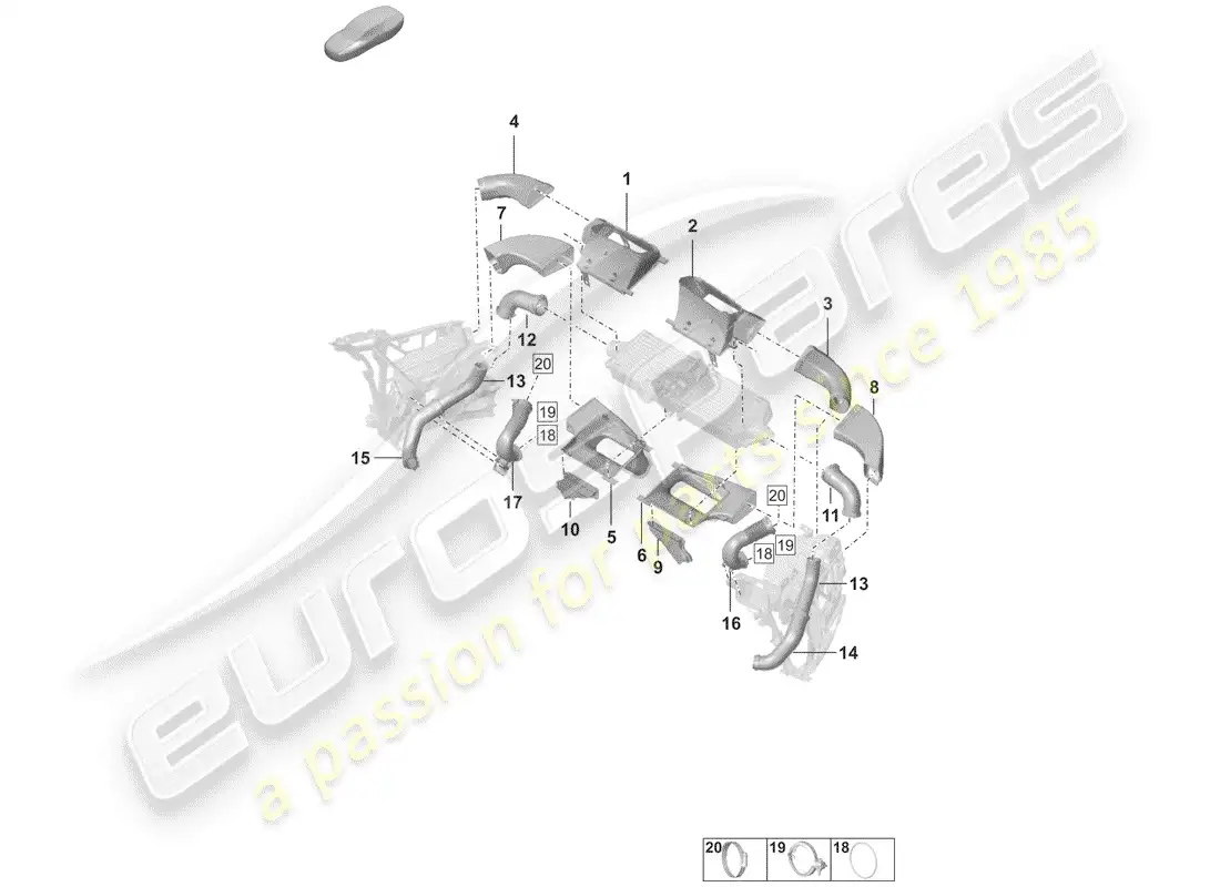 porsche 2019 (992-1) charge air cooler parts diagram