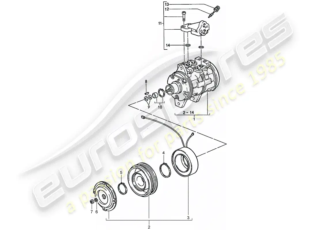porsche 1990 (944) compressor parts diagram