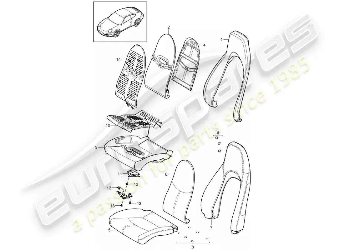porsche 2009 (997-2) foam part parts diagram