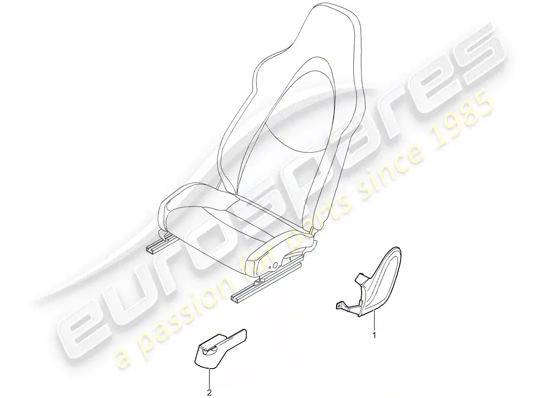 porsche 2007 (997-1 turbo / gt2) front seat parts diagram