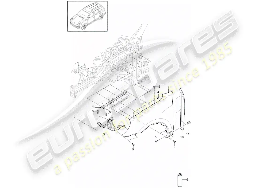 porsche 2014 (cayenne e2 92a) fender part diagram