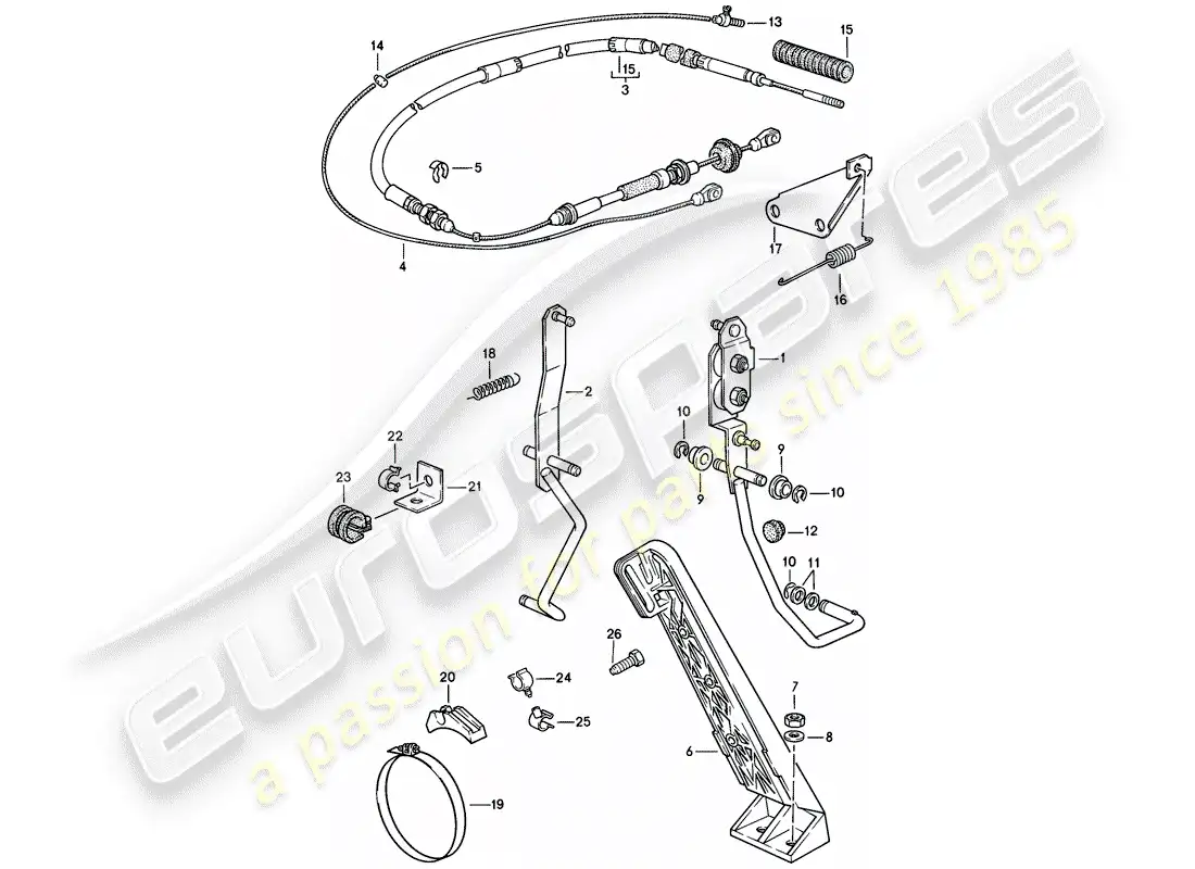 porsche 1987 (944) accelerator pedal - accelerator cable - for - automatic transmission parts diagram