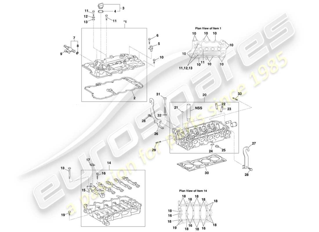 aston martin cygnet (2012) cylinder head part diagram