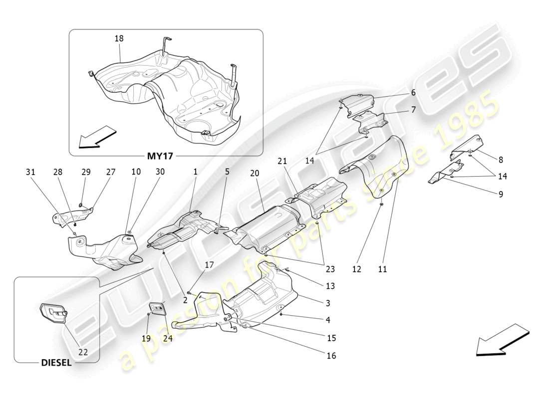 maserati ghibli (2018) thermal insulating panels part diagram