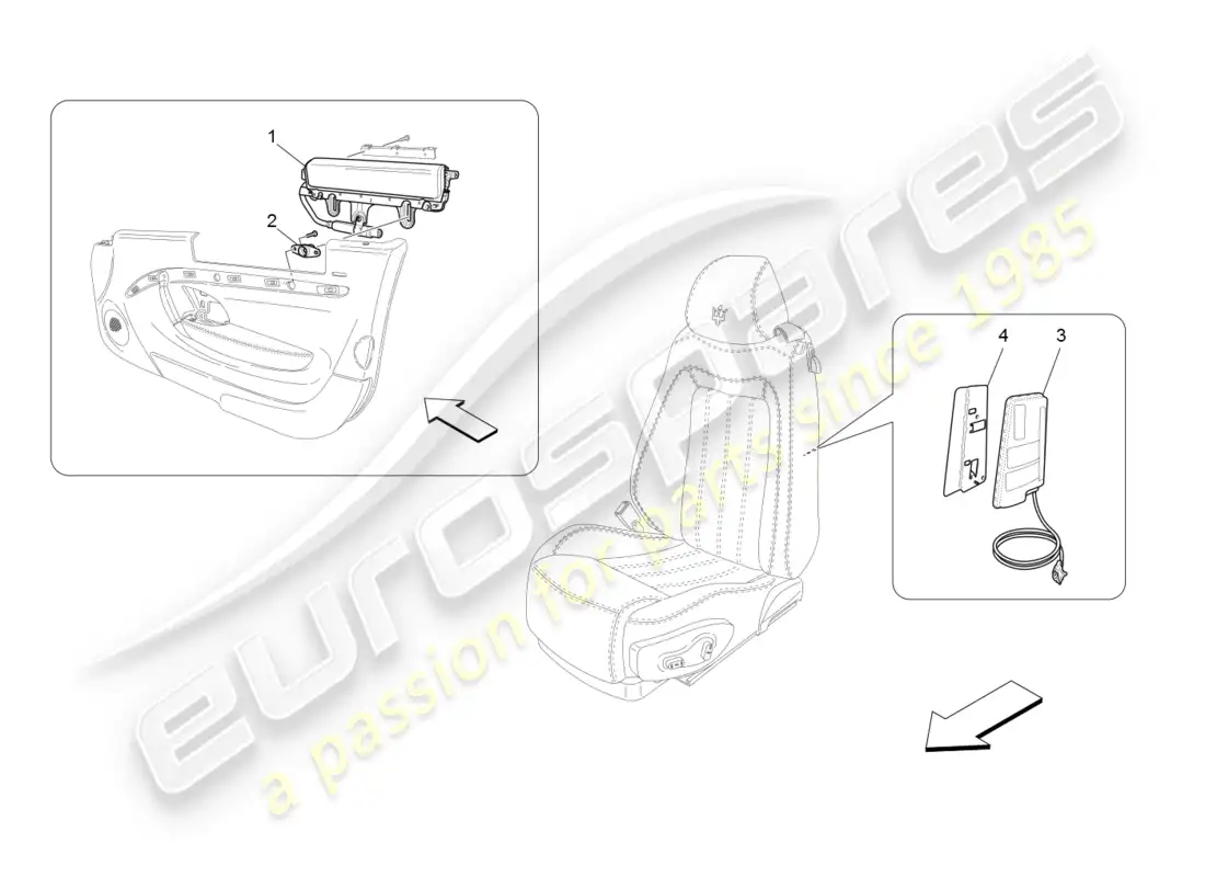 maserati granturismo (2008) front side bag system parts diagram