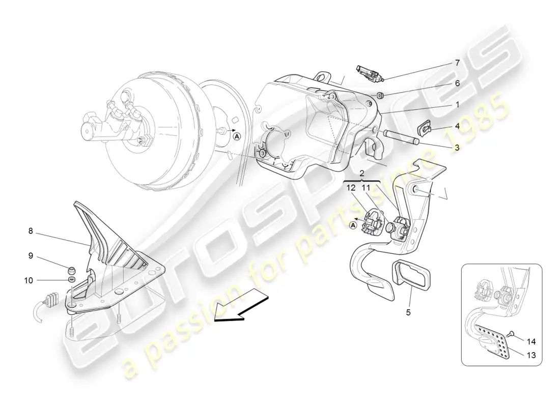 maserati granturismo (2008) complete pedal board unit parts diagram