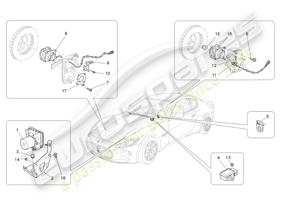 maserati granturismo (2012) braking control systems parts diagram