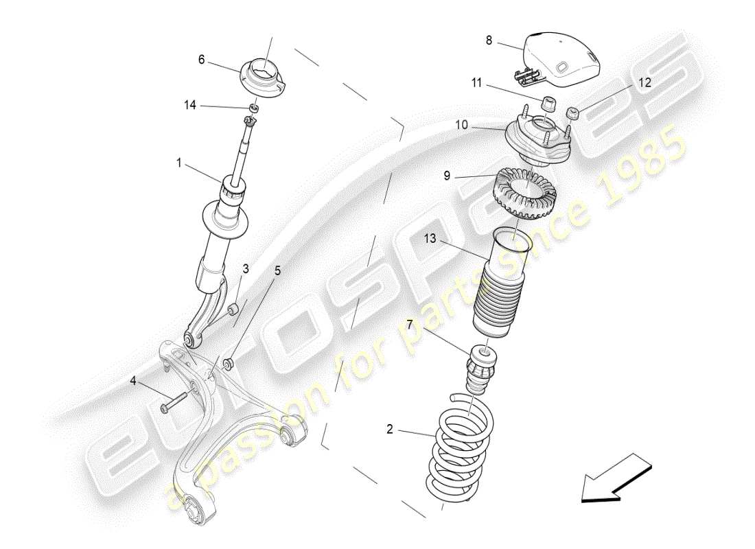 maserati ghibli (2019) front shock absorber devices part diagram
