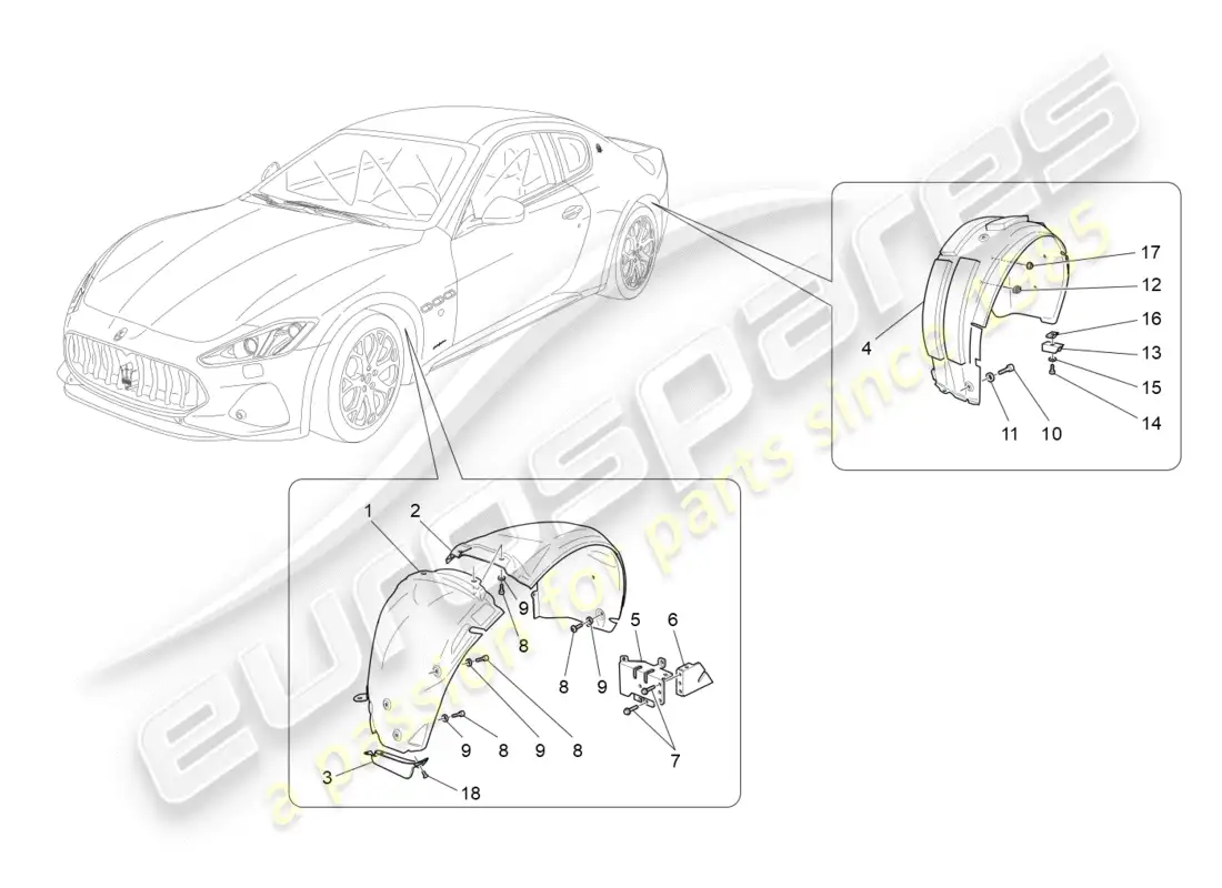 maserati granturismo s (2019) wheelhouse and lids parts diagram