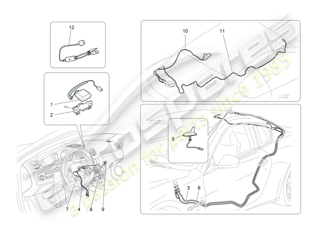 maserati granturismo (2008) reception and connection system parts diagram