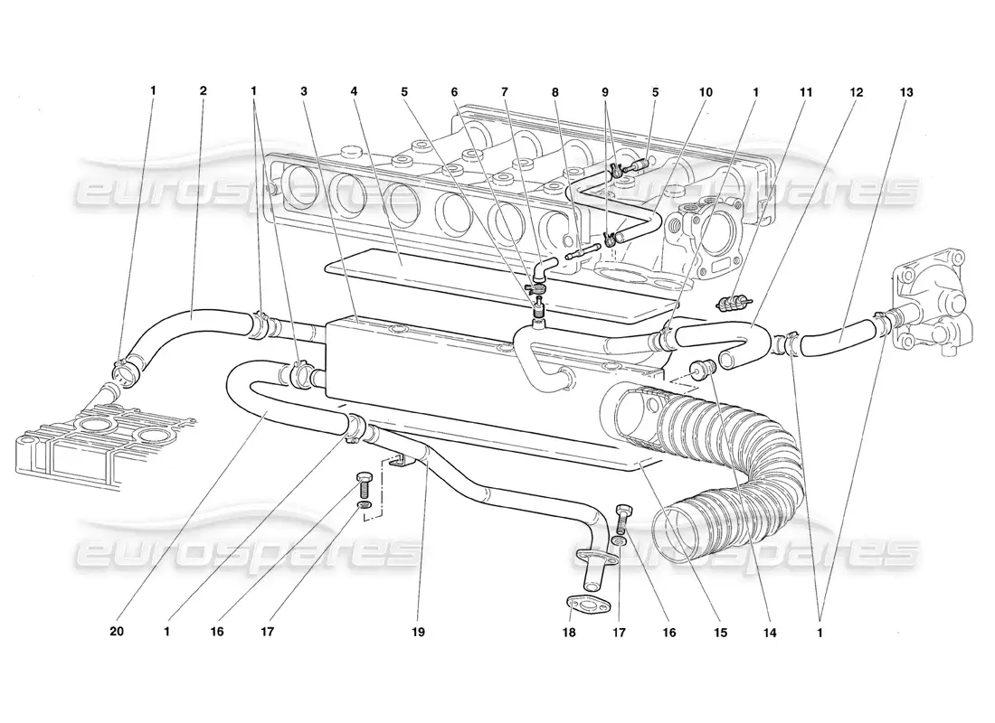 lamborghini diablo roadster (1998) engine oil breathing system parts diagram