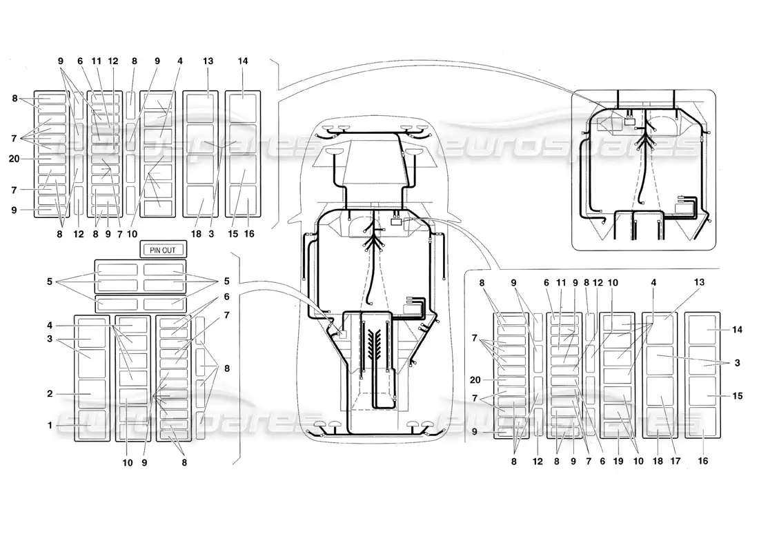 lamborghini diablo roadster (1998) electrical system parts diagram