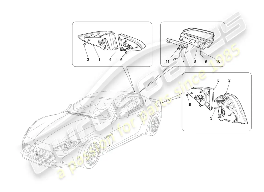 maserati granturismo s (2019) taillight clusters parts diagram