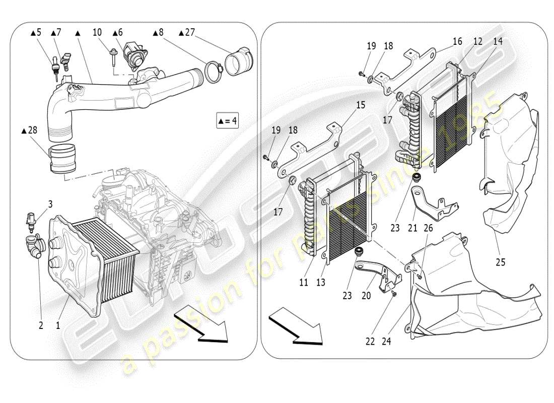 maserati ghibli (2021) intercooler system part diagram