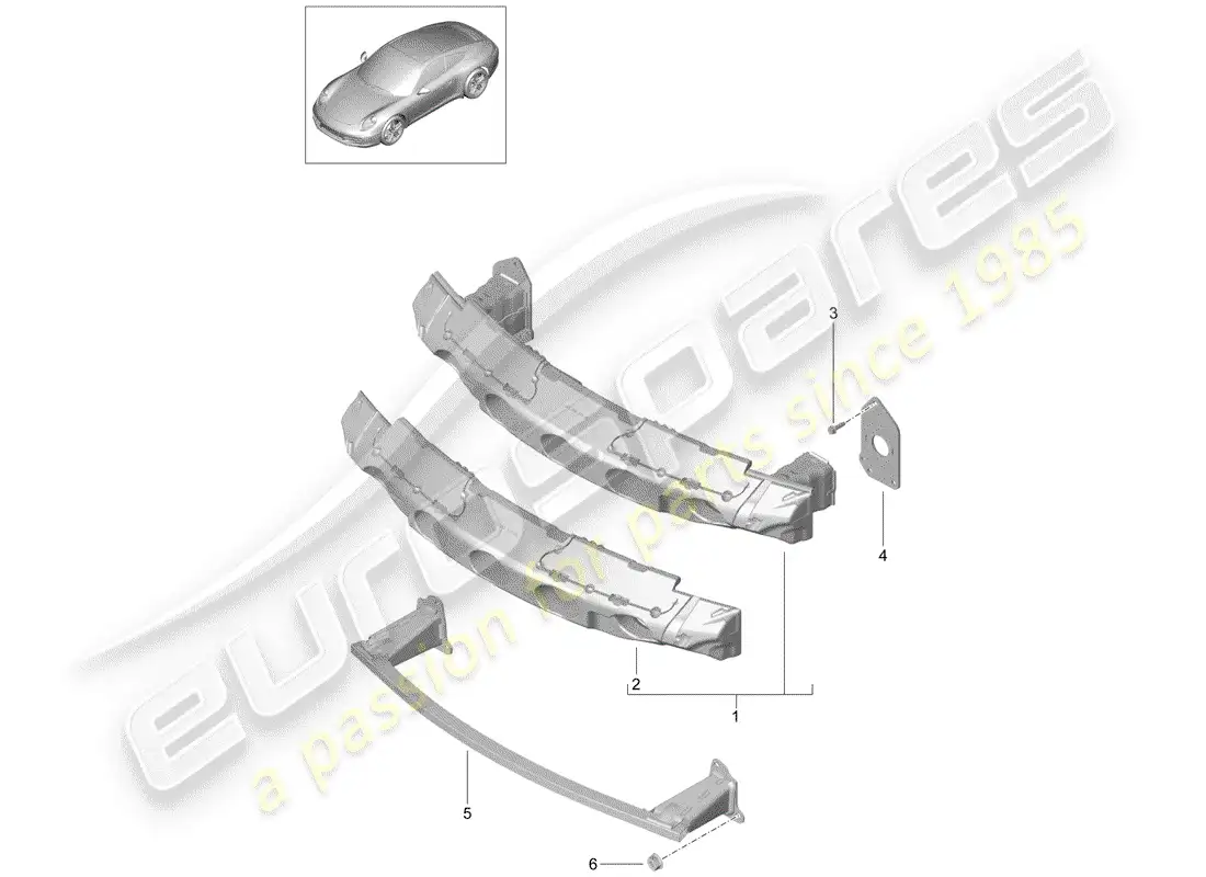 porsche 2014 (991-1) bumper bracket parts diagram