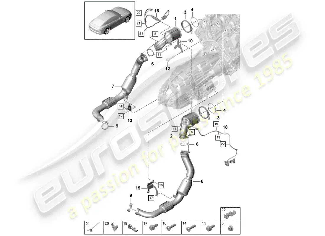 porsche 2019 (panamera 971-1) exhaust system parts diagram