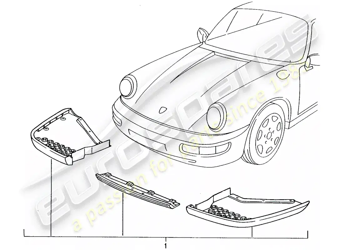 porsche 2006 (tequipment) front spoiler parts diagram
