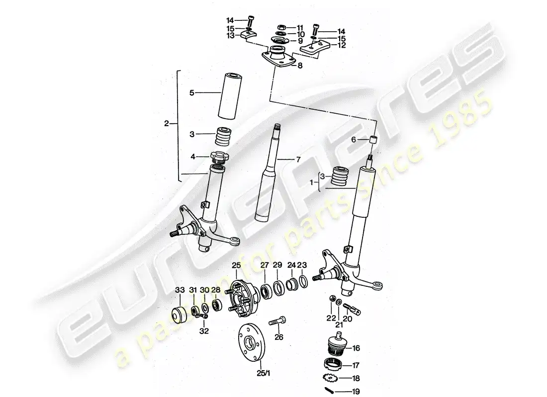 porsche 1976 (911 turbo) shock absorber strut - lubricants parts diagram