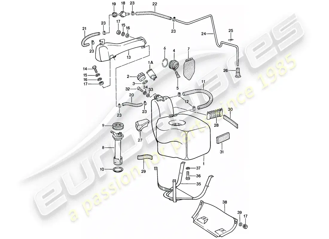 porsche 1981 (928) fuel tank parts diagram