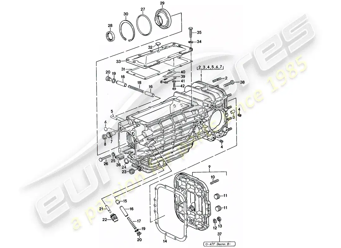 porsche 1979 (928) replacement transmission - transmission case - manual gearbox parts diagram