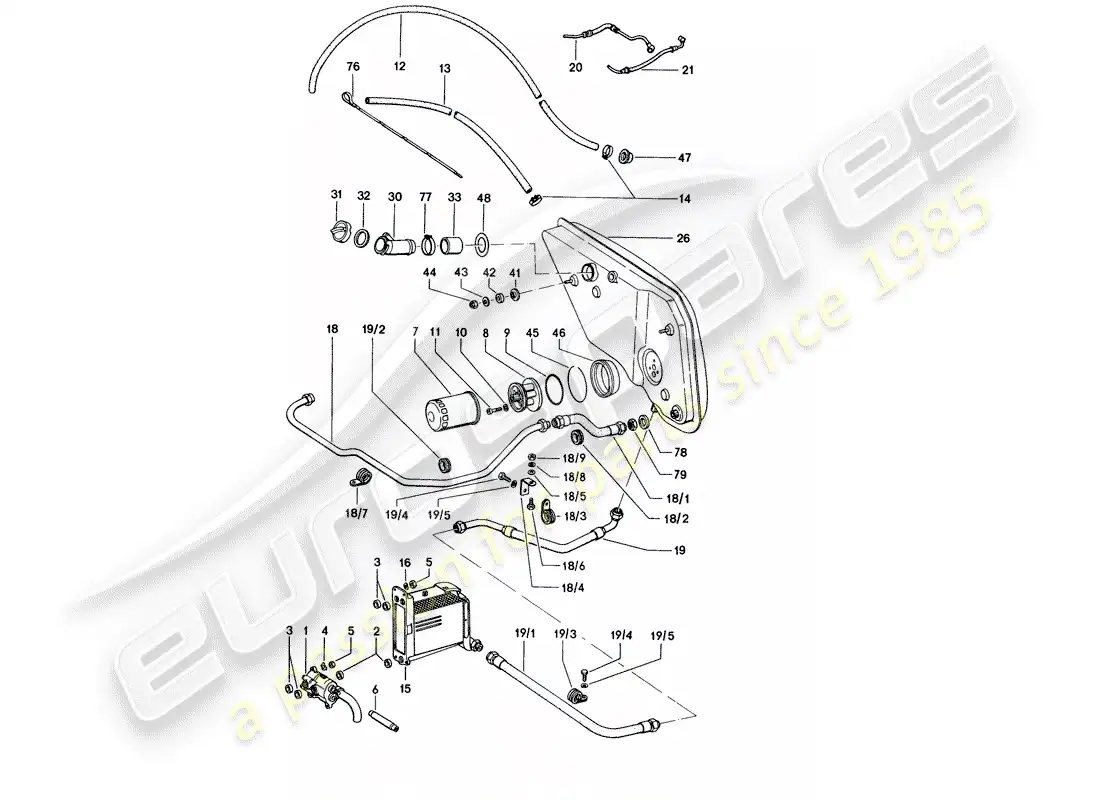 porsche 1973 (914) engine lubrication parts diagram