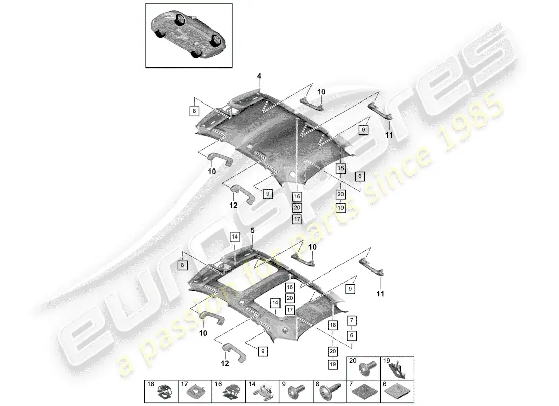 porsche 2019 (panamera 971-1) accessories parts diagram