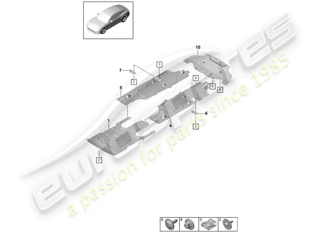 porsche 2019 (panamera 971-1) lining parts diagram
