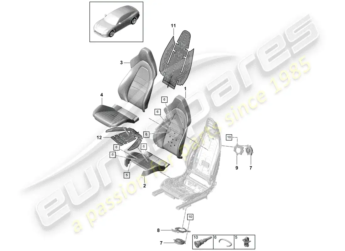 porsche 2019 (panamera 971-1) foam part parts diagram