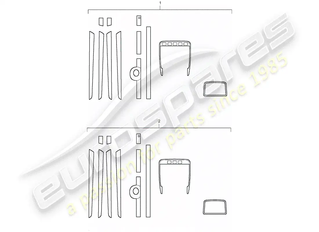 porsche 2007 (tequipment cayenne) 1 set trim moldings for parts diagram