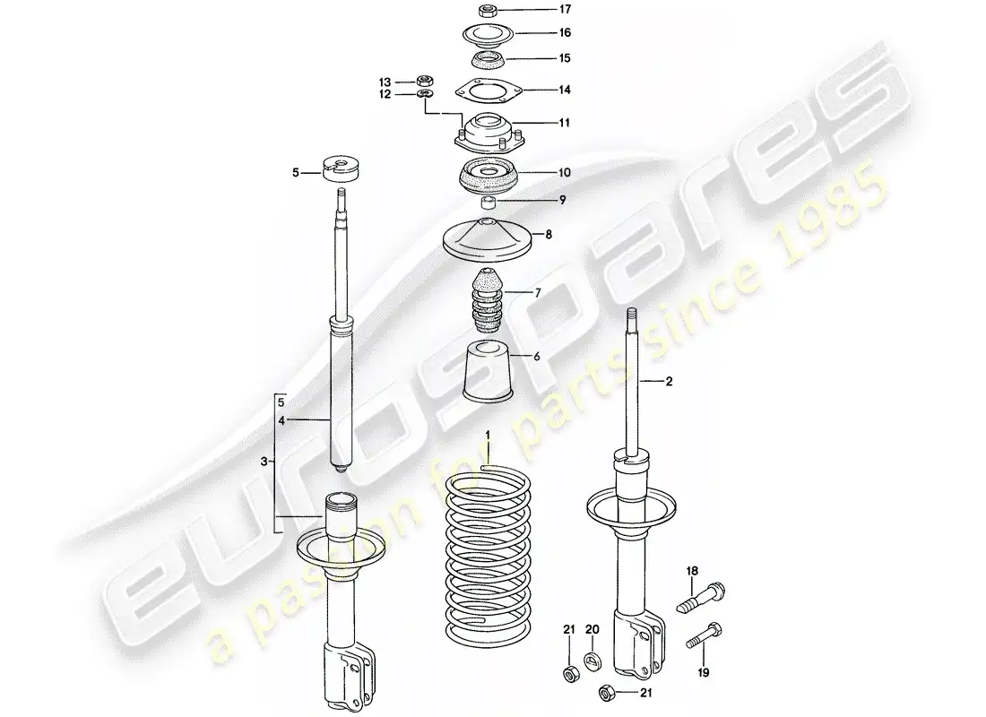 porsche 1987 (924s) suspension - shock absorber parts diagram