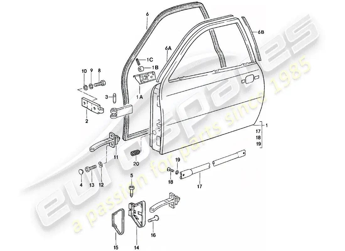 porsche 1981 (924) door parts diagram