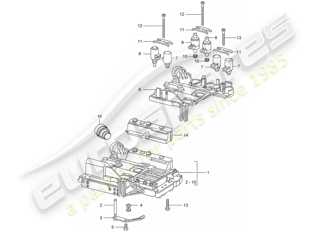 porsche 2005 (996) tiptronic - - valve body - solenoid valve - pressure regulator - d - mj 2002>> parts diagram