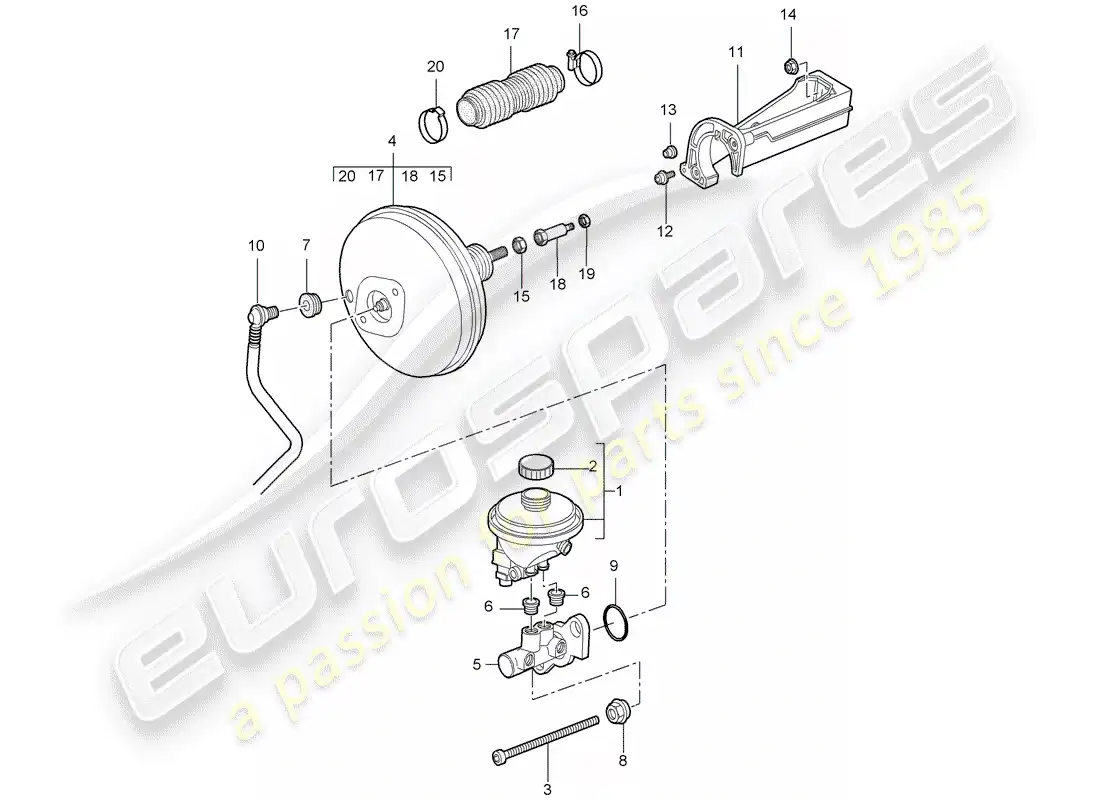 porsche 2009 997-2 turbo / gt2 brake master cylinder parts diagram