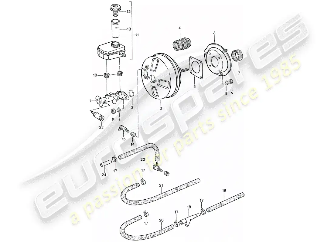 porsche 1989 (944) brake master cylinder - brake booster - reservoir - d >> - mj 1990 parts diagram