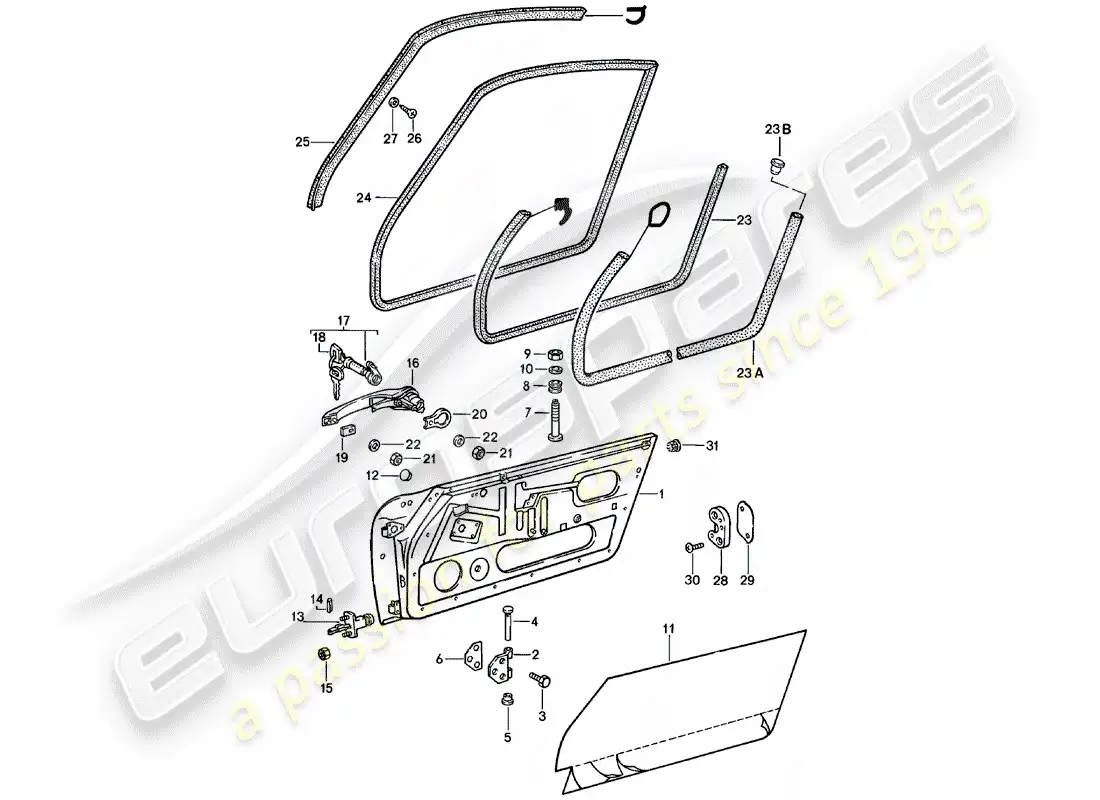 porsche 1982 (911) doors parts diagram