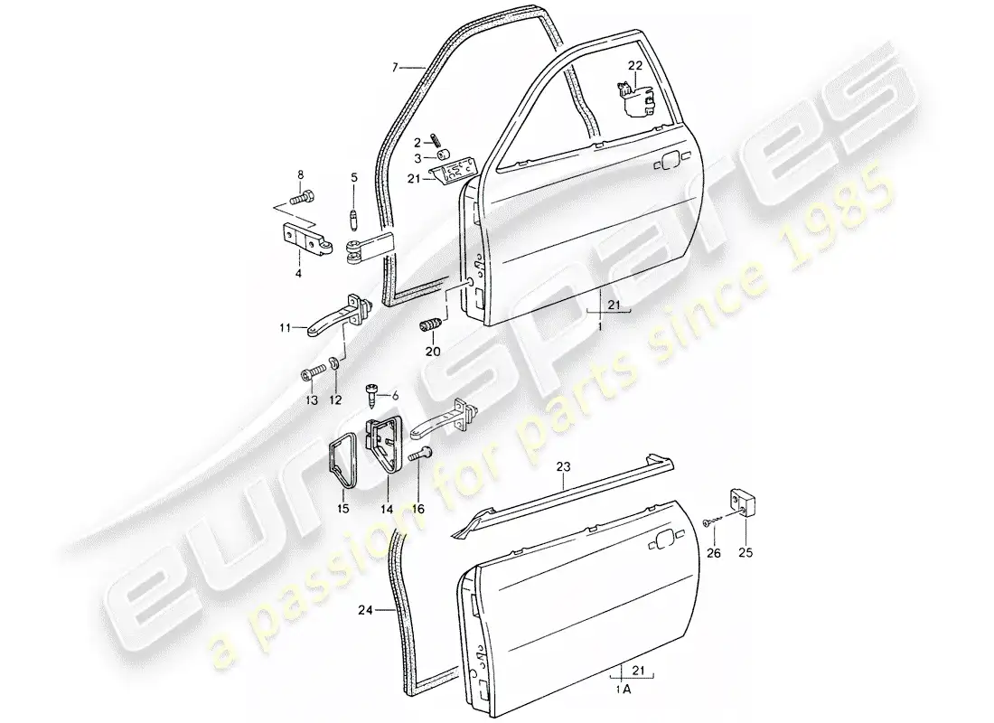 porsche 1992 (968) door parts diagram