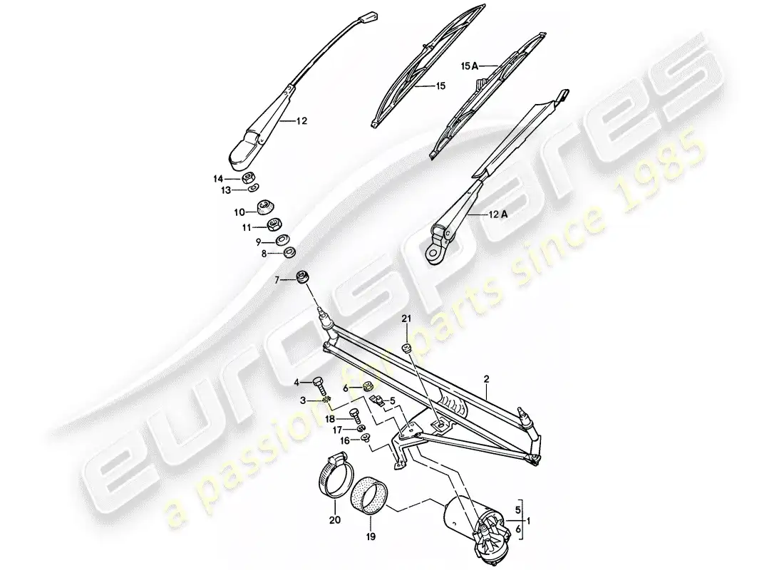 porsche 1982 (928) windscreen wiper system parts diagram